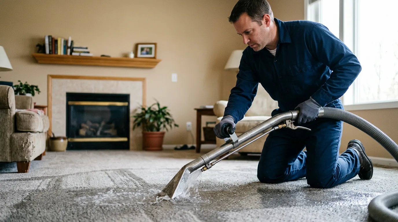 Water damage restoration technician working near Nadeau, MI